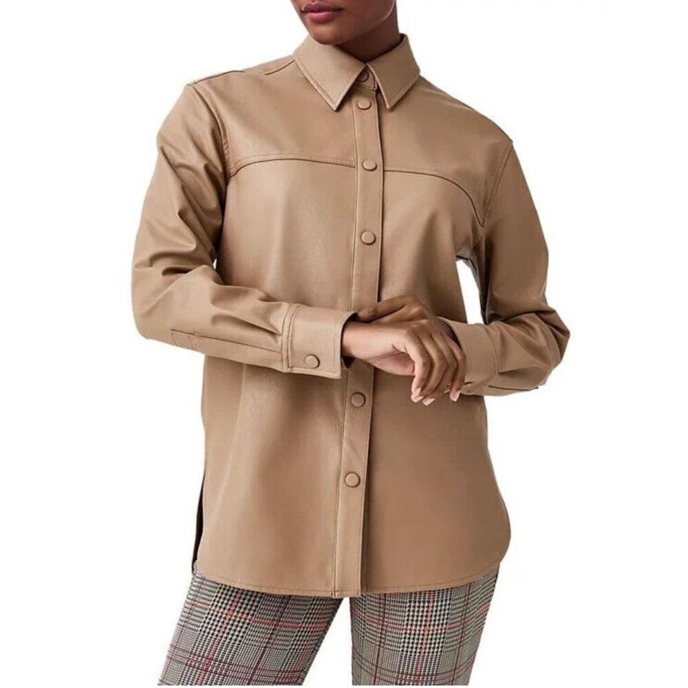 Spanx Oversized Faux Leather Shacket Tan XL